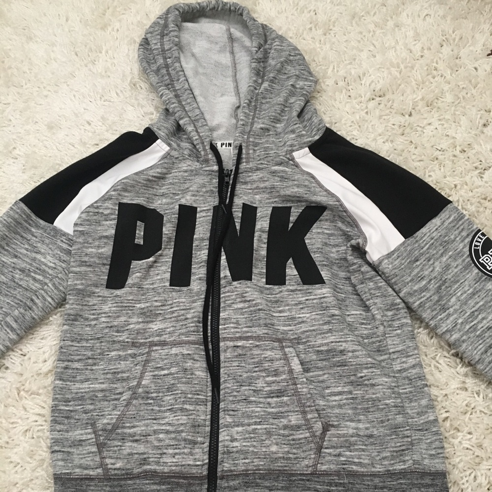 PINK grey zip up hoodie